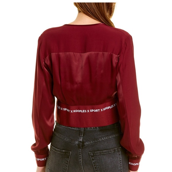 The Kooples NWT sports blazer maroon white crop fitness top maroon zip front - Picture 2 of 14